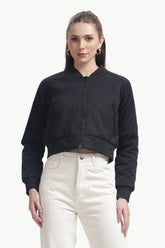 Mecu Marph Black Cropped Bomber