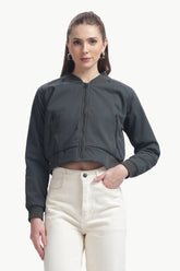 Mecu Marph Slate Cropped Bomber