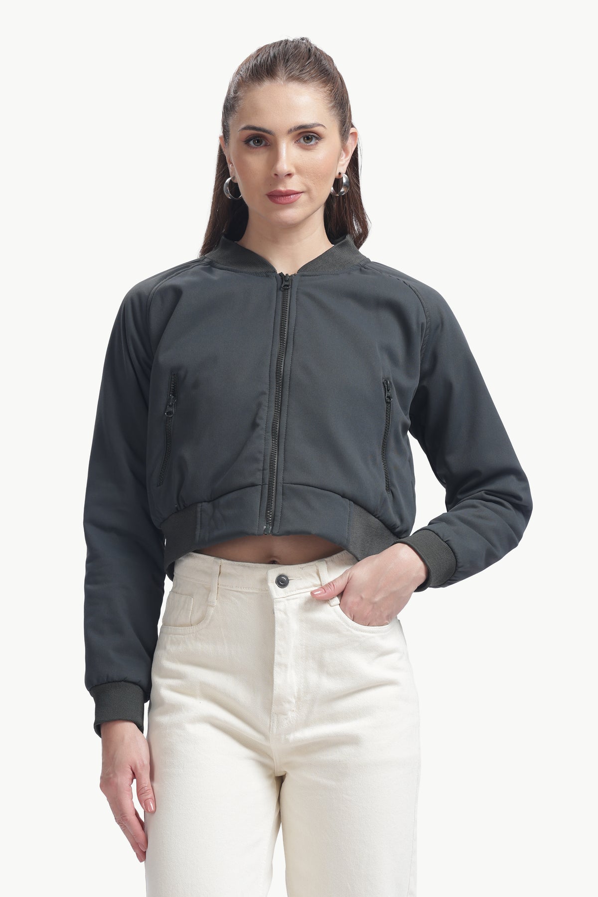 Mecu Marph Slate Cropped Bomber
